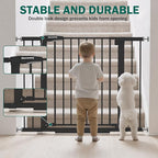 Baby Gate for Stairs, 26-40" Auto Close Dog Gate for Doorways, Pressure Mounted Child Gate with Walk Thru Door, Easy Install Safety Gate for Children and Pets, Black