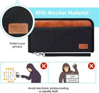 Real Leather Wallet RFID Family Passport Holder Waterproof Travel Essentials (Black)