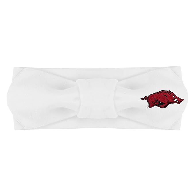 Creative Knitwear Arkansas Razorbacks Infant Girls White Solid Hair Knot Headband Embroidered Logo - Size Newborn - 4T