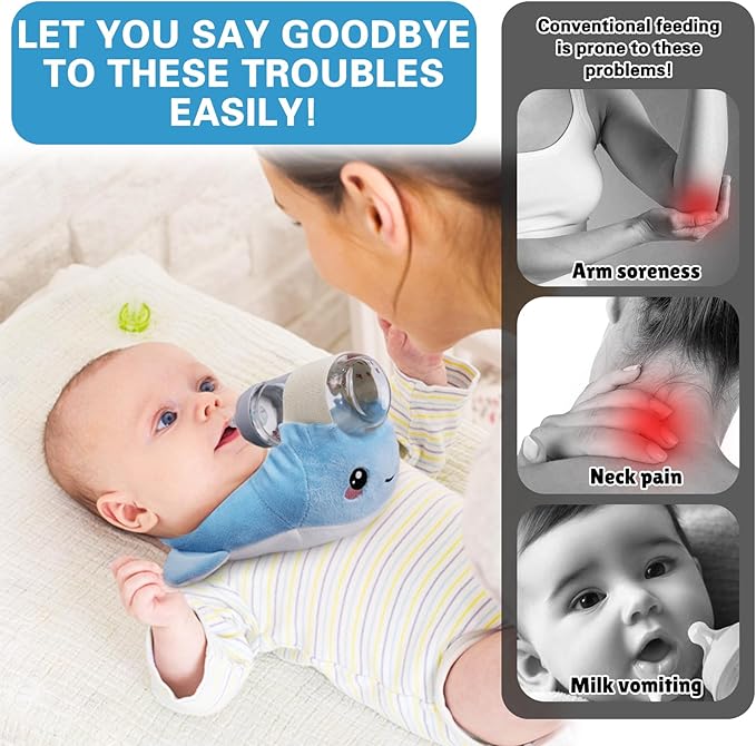 kornsurte Bottle Holder Pillow, Nursing Support Cushion for Bottle Feeding & Breastfeeding, Resolve Arm Soreness and Fatigue (Blue)