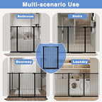 72.2"-76.7" Extra Wide Baby Gate, 40.5" Tall Dog Gate Indoor,Walk Through Pet Gates for Doorways Kitchen No Drilling Auto Close Pressure Mounted Safety Child Toddler Gate, Black