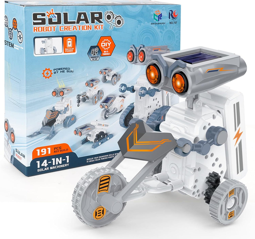 14-in-1 Solar Robot Building Kit for Kids, STEM Projects for Kids Ages 8-13, 191 Pcs DIY Engineering Science Building Toys, Solar Powered Educational Robotics for Boys & Girls