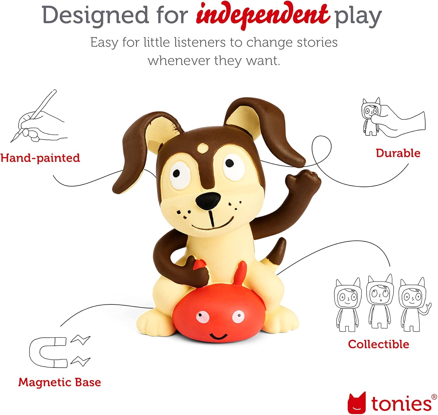 Tonies Toniebox Audio Player Starter Set with Spidey, Ghost-Spider, Spin, Black Panther, and Playtime Puppy - Ages 3+, Listen, Learn, and Play with One Huggable Little Box - Red