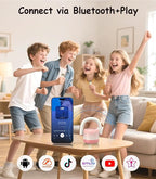 EWA Portable Mini Metal Karaoke Machine, Bluetooth Karaoke Speaker with 2 Wireless Microphones, Ideal Gifts for Girls Boys Family Home Party Birthday Christmas Toys Gifts-(Pink)