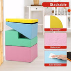 4-Piece Soft PU Leather Toddlers Climbing Toys, Baby Foam Climbing Blocks for Babies Toddlers, Waterproof Foam Play Gym Climber Structures for Toddler 3, Indoor Climb and Crawl Activity Play Set