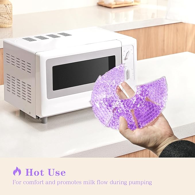 Hot/Cold Breast Gel Bead Ice Packs Breast Cooling/Heat Pads Relief for Breastfeeding, Nursing Pain, Mastitis, Engorgement, Swelling, Plugged Ducts | Boost Milk Let-Down & Production,2 Pack (Purple)