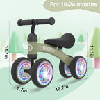Baby Balance Bike Toys for 12-36 Months Kids Toy Boy and Girls Gifts Toddler Best First Birthday Gift Children Walker No Pedal Infant 4 Wheels Bicycle (Colorful, Deep Green-Light)