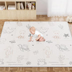 59x59 Baby Play Mat, Foldable Baby Mat for Floor Tummy Time and Crawling Mat, Waterproof & Anti-Slip Reversible Portable Play Mat for Toddler Infant
