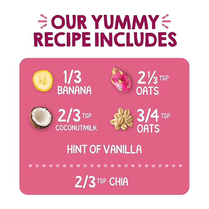 HAPPYTOT Organics Stage 4 Baby Food Pouches, Gluten Free, Vegan & Dairy Free Snack, Super Morning Fruit & Oat Blend, Bananas, Dragon Fruit, Coconutmilk, Oats & Chia, 4 Oz (Pack of 16)