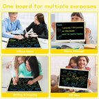 19 Inch LCD Writing Tablet with Stylus Pen, Reusable Doodle Board for Kids Ages 3-9, Type-C Rechargeable Drawing Pad, Educational Travel Toy for Boys and Girls Birthday & Holiday Gifts Yellow