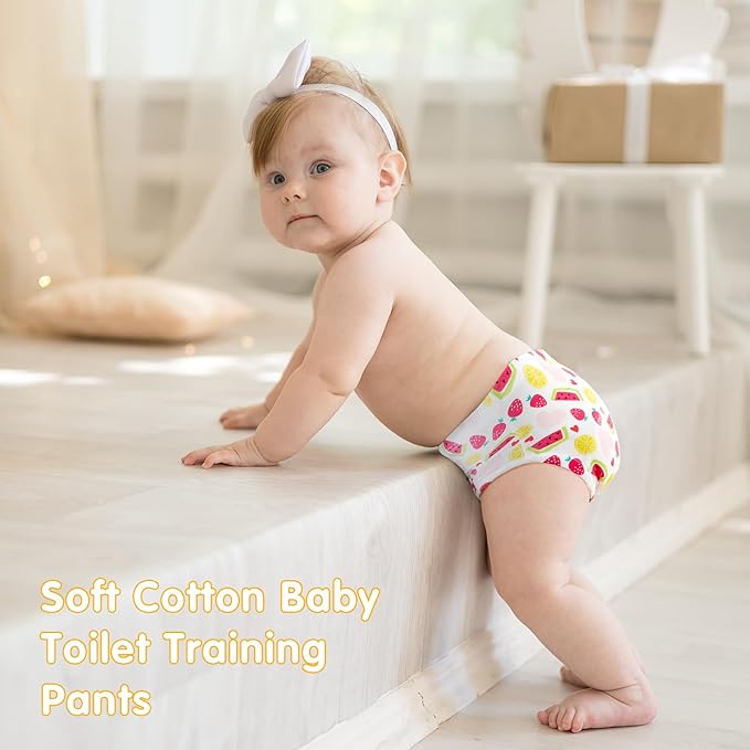 Baby Cotton Training Pants 6 Packs Toilet Training Underpants Absorbent Toddler Potty Training Underwear 2T-5T