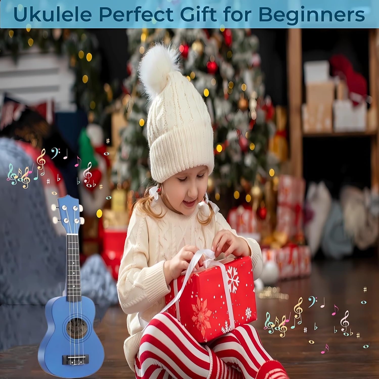 21 Inch Wooden Kids Toddler Child Children Acoustic Guitar Musical Instruments Ideal for 3-9 Year Old Boys Girls Gifts (Blue)
