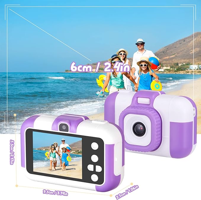 SUZIYO Children Camera, Birthday Electronic Toys for Kids, Upgrade Toddlers Selfie Digital Camcorder 1080P for Age 4-7 Years Old Boys Girls with 32G SD Card, Purple