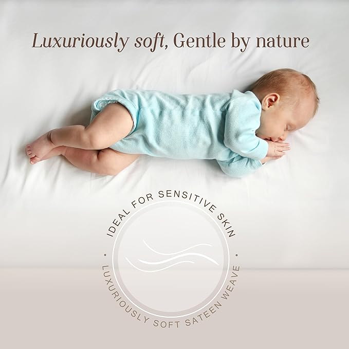 Bella Coterie Luxury Bamboo Viscose Crib Sheet | Organically Grown | Ultra Soft | Cooling for Better Sleep | Deep Pocket Fitted Sheet for Crib & Toddler Mattress | 100% Organically Grown [Sea Glass]