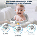 Baby Bath Seat for Babies 6 Months & up, 3 Baby Bath Toys, Non-Slip Baby Bath Seat, Safe & Comfortable Baby Bath Support, for Bathtub/Living Room/Shower Room, Grey