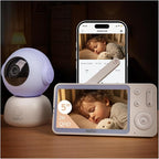 BOIFUN 2K HD 5-Inch Split-Screen, Smart WiFi Baby Monitor with Camera and Audio, Smartphone APP, AI Motion & Cry Detection, Night Vision, 360° Auto Tracking,Humidity &Temperature Detection,2-Way Talk