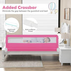 BABY JOY Bed Rails for Toddlers, 71'' Extra Long, Swing Down Bed Guard w/Safety Strap, Folding Baby Bedrail for Kids Twin, Double, Full Size Queen & King Mattress (71-Inch, Pink)