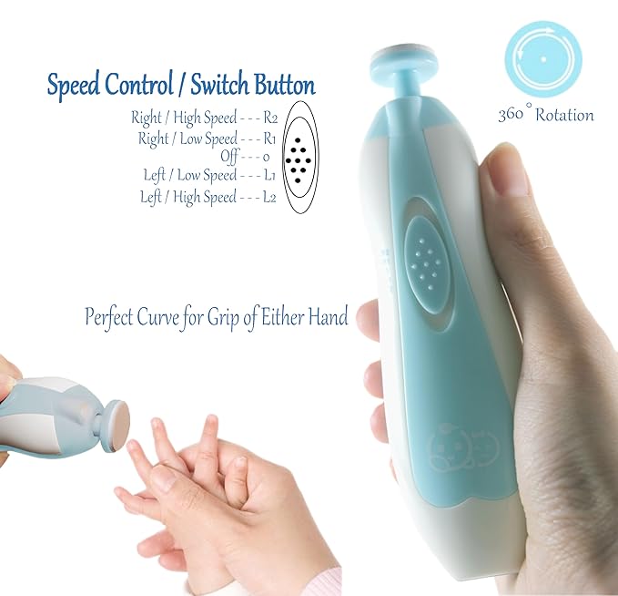 Baby Nail Trimmer 21 in 1, Usage Labeled Case & 13 Extra Replacement Tools, Royal Angels Baby Electric Nail File, Baby Nail Care, Nail Clipper Newborn Toddler Toes & Fingernails Nail Kit (Green)