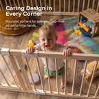 HARPPA Baby Gate Playpen Wooden Playpen for Babies and Toddlers Large Play Yards Baby Fence Play Area 45.66 x 45.66 x 24 inch