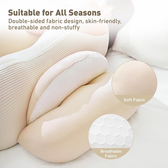 Pregnancy Pillow for Sleeping, Portable Maternity Pillow Double-Side, Belly, Hip, Back Support for Pregnant Women, Maternity Wedge Pillow for Reducing Pregnancy Fatigue- Detachable & Washable