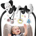URMYWO Spiral Car Seat Toys for Babies 0-6 Months, Black and White Baby Toys, High Contrast Baby Toys for Newborn, Hanging Toy Fits Stroller, Shower Gift for Boys Girls
