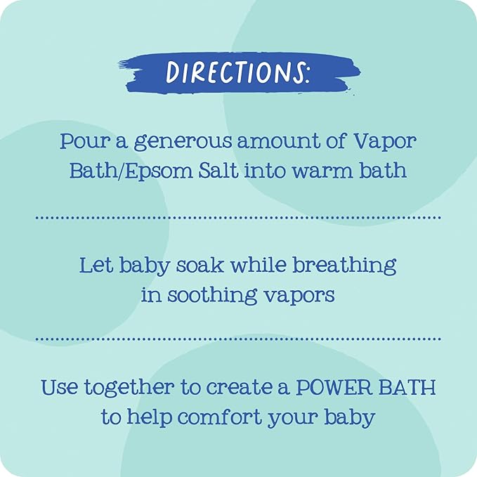 Oilogic Baby Stuffy Nose & Cough Power Bundle with Vapor Bath Relief & Epsom Salt Soak - Baby Bath Essentials - Made with Blended Essential Oils
