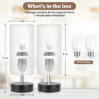 Small Touch Lamps Set of 2 - Table Lamps for Nightstand, Minimalist Bedside Lamps for Bedroom with 3000K Dimmable Bulbs