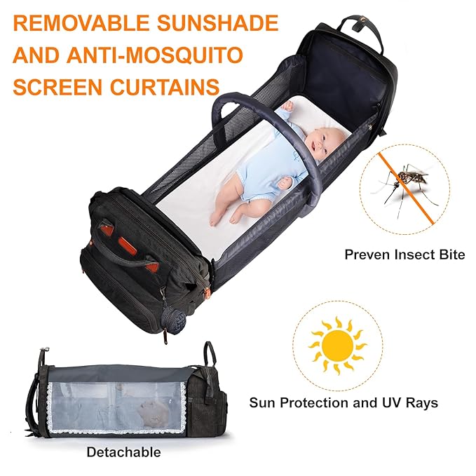 Diaper Bag Backpack, with Changing Table Backpack, 900D Oxford Cloth, Large Capacity Diaper Backpack, 3 in 1 Multifunctional Travel Baby Diaper Backpack (Large Black)