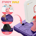 Toddler Basketball Hoop, Adjustable Height 2.3-4.5ft Baby Basketball Goal Set with 4 Balls & Pump, Backyard Poolside Basketball Toy for Boys & Girls Birthday Gift, Pink