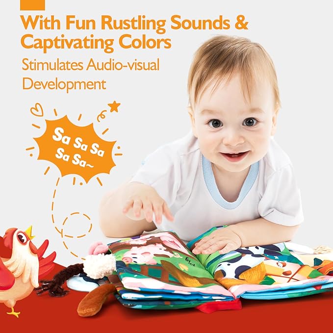 hahaland Baby Books 0-6 Months,Infant Tummy Time Toy High Contrast Sensory Toys 6 to 12 Months Touch Feel Book Baby Gifts for Boy Girl 0-3 Month Book Early Learning Toy (Single Book)