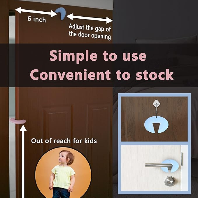 Door Pinch Guard and Door Slam Stopper, Durable Silicone Door Finger Pinch Guard, Prevents Finger Pinch Injuries, Slamming Doors, Door Safety for Kids, 4 Packs Blue Basic.