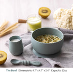 SAMiGO Silicone Baby Bowl and Spoon Set with Suction and Lid, First Stage Self Feeding Essentials, Food Bowl for 6+ Months