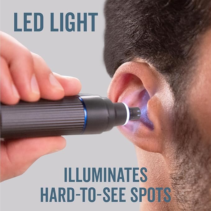 Microtouch Titanium Edge Ear & Nose Trimmer – Dual Rotary Blade Heads with Light – Water Resistant – Travel Friendly – Durable Design – Titanium Coated Blades for Precise, Comfortable Grooming