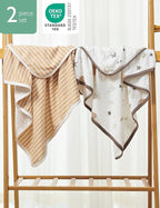 Momcozy Baby Towel with Hooded-2 Pack Soft Bath Towel Set-Shower Gifts or Bath Essential for Infant,Newborn, Toddler (28 X 28 Inch, Ocean Whimsy)