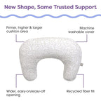 Boppy Nursing Pillow - Ergonomic Bottle & Breastfeeding Pillow with High, Firm, Large Area, Water-Repellent Cushion with Washable Cover; Baby Safety Alliance Verified - Cream Retro Squiggles