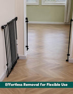Babelio Easy to Remove & No Bottom Bar Baby Gate, 29-43" Hardware Mounted (Drill Needed)| Wide Walk-Thru| Auto-Close Safety Dog/Pet Gate for Stairs & Doorways (Black, 29-43" W, 30" H)