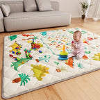 Baby Play Mat 71" X 59" Playpen Mat Upgraded Thicken Baby Floor Play Mat Non-Slip Cushioned Crawling Mat Waterproof Activity Playmats for Babies Toddlers Infants (71X59, Letter Dino)