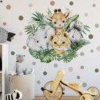 37.95x33.13 Inch Watercolor Jungle Animal Wall Decal Forest Animal Tiger Elephant Giraffe Zebra Wall Sticker Removable Safari Animal Wall Decal for Baby Nursery Playroom Bedroom Classroom Wall Decor