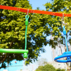 2-Pack Ninja Wheel Obstacle for Kids - 360° Rotatable Swing Monkey Wheel for Ninja Warrior Obstacle Course for Kids Ninja Warrior Slackline Kits - Blue, Yellow Color in Set