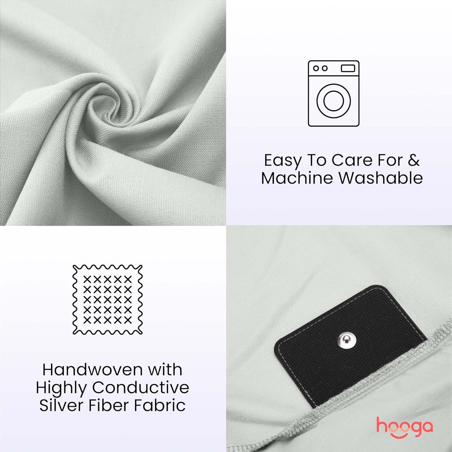 Hooga Grounding Sheet, Twin Size, Organic Fitted Grounded Sheet, Earth Connected Bedding (75"x39"x15") Pure Silver Fiber and Cotton, Grounding Cord Included. Off White