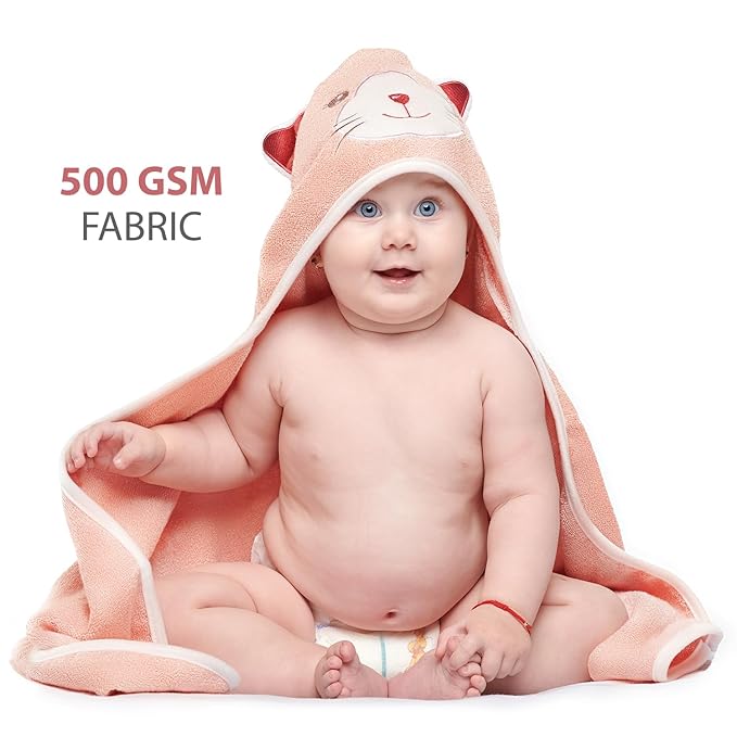 MINIBOO Hooded Baby Towels for Newborn & Toddler - Super Soft Baby Bath Towels with Hood, Highly Absorbent Viscose Made from Bamboo Hooded Towel for Girls, Newborn Essentials.