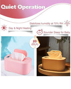 Baby Wipe Warmer, Portable USB Powered Baby Wet Wipes Dispenser Holder with Temperature Control, Paper Towel Heater for Home, Car, Travel (Roseate)