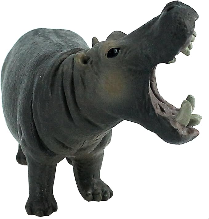 FUNSHOWCASE African Jungle Animals Hippo Roaring Hippopotamus Toy Figure Realistic Plastic Figurine Height 2.7"