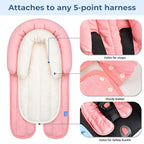 COOLBEBE Upgraded 2-in-1 Babybody Supports for Newborn Infant - Extra Soft Breathable Car Seat Insert Cushion Pad, Perfect for Carseat, Stroller, Swing, Bouncer, Pink