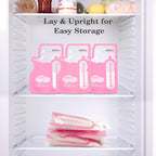 Breastmilk Storage Bags(50 Count)，8oz Milk Storage Bags for Breastfeeding，BPA Free with Easy Pour Spout, Self Standing, for Refrigeration and Freezing Red