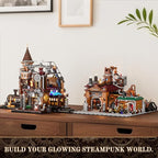 Steampunk Ore Factory Lighting Building-Bricks Set, 3138 Pcs Interactive Mechanical Factory Collection Display Set for Adults and Steampunk Lovers
