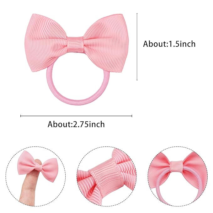 CÉLLOT Toddler Hair Accessories - 40pcs 2.75" Elastics Rubber Ribbon Bands, Bows for Baby Girls, Kids & Children, Pastel Colors