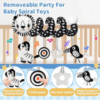 Car Seat Toys for Babies 0-6 Months,Hanging Rattle Toys for Crib Mobile, Baby Spiral Hanging Stroller Black and White High Contrast Toys for Newborn 0 3 6 9 12 Months Baby Boys Girls (Lion)
