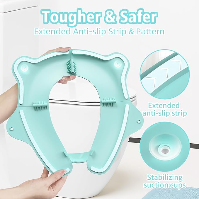 SKYROKU Foldable Kids Toilet Seat – Portable & Anti-Slip Travel Potty Training Seat for Toddlers,Safety material Baby Toilet Seat, Easy Clean & Compact for Home, Daycare, Grandparents House (Ages 2-6)