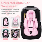 Infant Car Seat Insert with 3 Shoulder & Crocth Covers, Thickened Carseat Head and Body Support for Infant, Reversible Baby Car Seat Cushion for Boys Girls, Soft Mink Dot Newborn Insert for Preemie